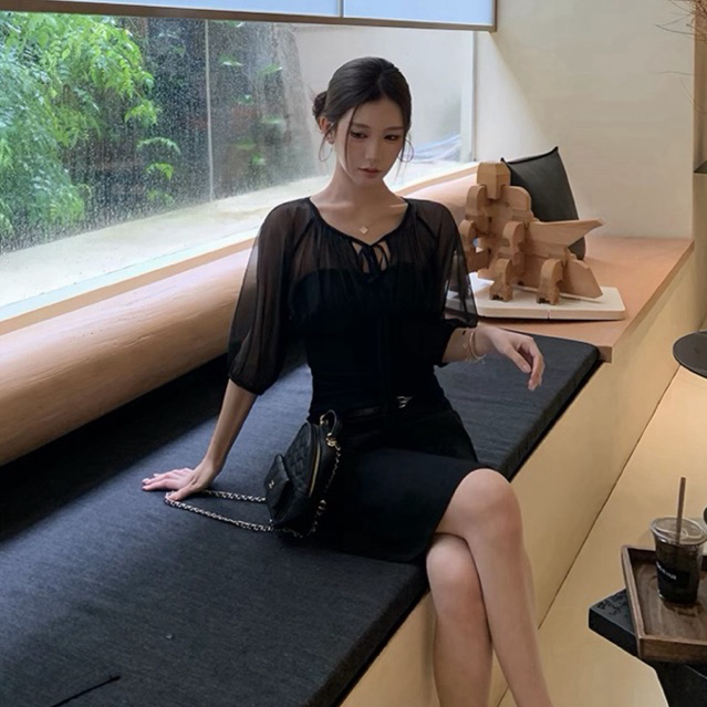 Áo Thun Berry - Áo Thun Body Phối Tay Lưới cho Nữ, Thiết Kế Thời Trang, Phù Hợp cho Mọi Dịp ( Lửng Tay Lưới )