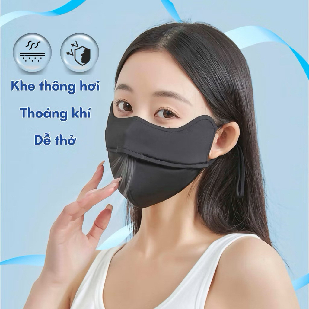 Khẩu Trang Chống Nắng UPF50+ Che Kín Mặt, Chống UV, Khẩu Trang Vải Mát Lạnh, Co Giãn, Đi Xe Máy Du Lịch Ngoài Trời