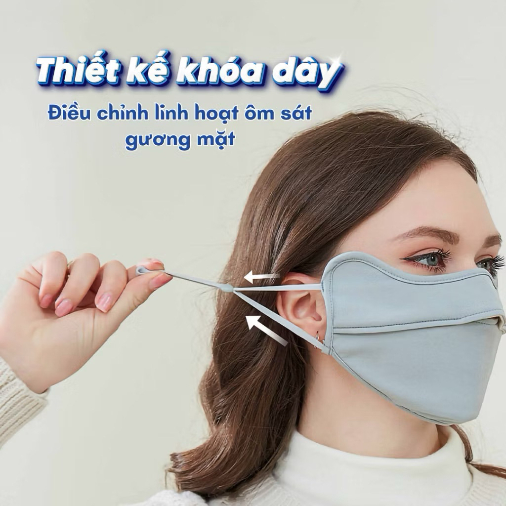 Khẩu Trang Chống Nắng UPF50+ Che Kín Mặt, Chống UV, Khẩu Trang Vải Mát Lạnh, Co Giãn, Đi Xe Máy Du Lịch Ngoài Trời