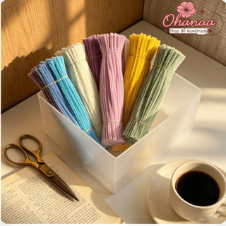 Kẽm nhung làm hoa, lông dày mịn 8mm chuẩn loại 1, màu pastel, bó 50/100 sợi