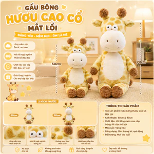 Thú Nhồi Bông Hươu Cao Cổ Mắt Lồi 50cm 90cm – Gấu Bông Cao Cấp Siêu Mềm, Đáng Yêu Và Dễ Thương