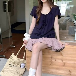 ̣̣̣[DEAL MỞ BÁN] Áo Thun Nữ Cổ Tròn Rút Dây Tay Cánh Tiên Form Suông Mềm Mại Thanh Lịch
