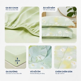 [MÁT LẠNH] Bộ Drap, Mền Chần, Áo Gối NIN Valletta | Nhiều Kích Thước | 100% Viscose Mát Lạnh Mềm Mịn