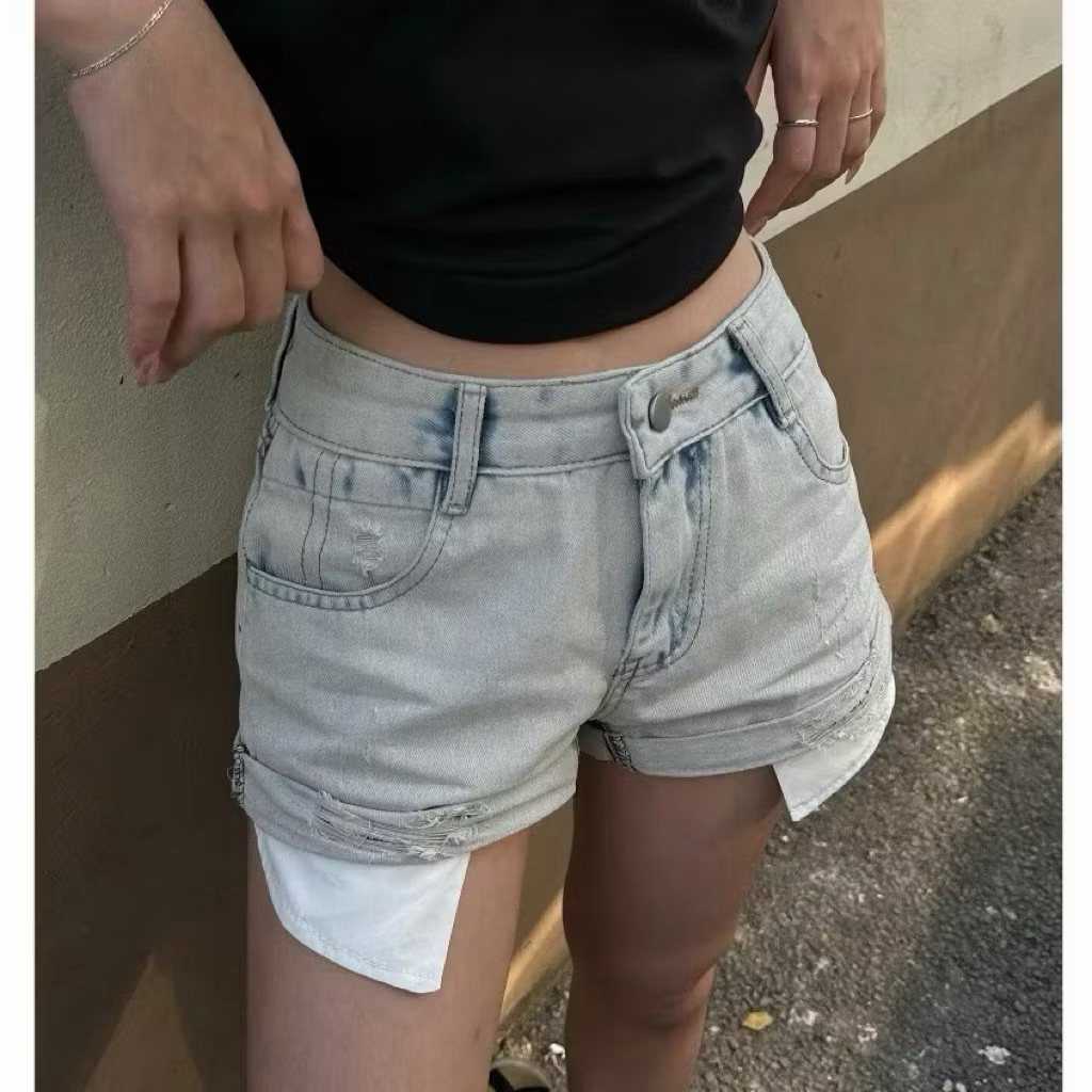 Quần sooc jeans, quần lộ túi rách viền cạp cao hottrend 2026