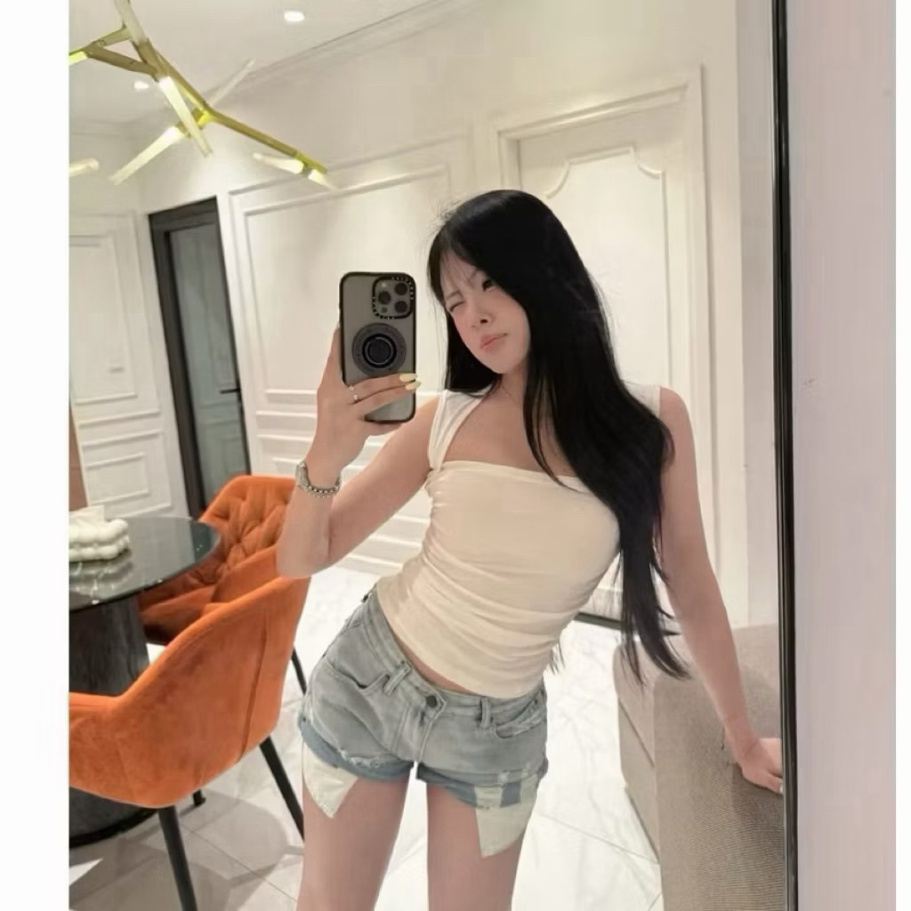 Quần sooc jeans, quần lộ túi rách viền cạp cao hottrend 2026