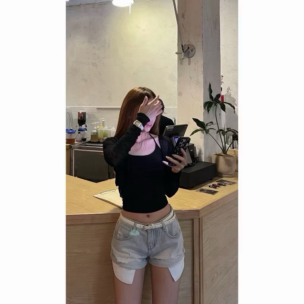 Quần sooc jeans, quần lộ túi rách viền cạp cao hottrend 2026