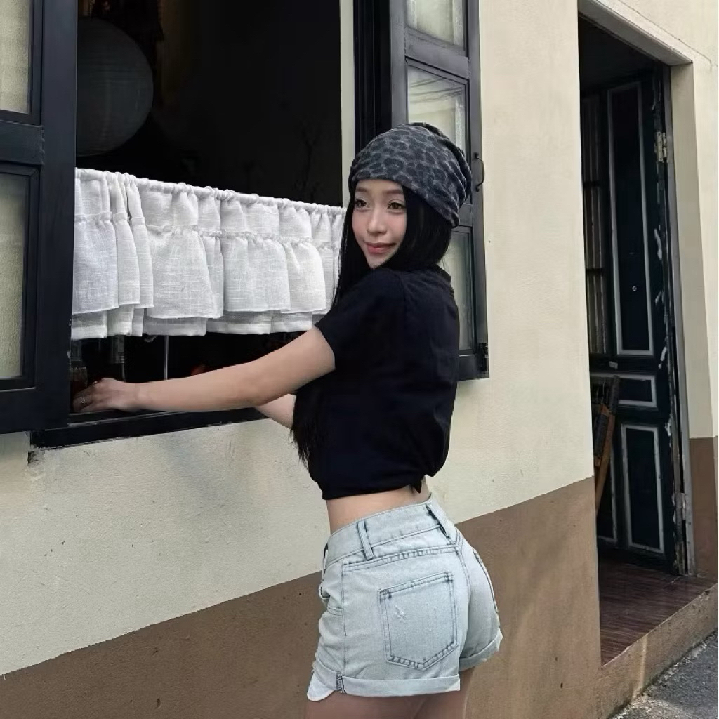 Quần sooc jeans, quần lộ túi rách viền cạp cao hottrend 2026