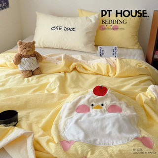 [HOT 2026] Chăn Hè Cotton Đũi Thêu Thú Nổi 3D Siêu Dễ Thương, Mền Đũi Mùa Hè Màu Pastel Vibe Hàn Quốc Giấc Ngủ Ngon