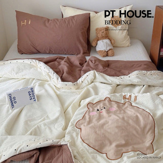 [HOT 2026] Chăn Hè Cotton Đũi Thêu Thú Nổi 3D Siêu Dễ Thương, Mền Đũi Mùa Hè Màu Pastel Vibe Hàn Quốc Giấc Ngủ Ngon