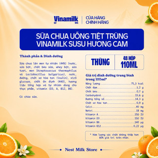 Sữa Chua Uống Tiệt Trùng Vinamilk SuSu Hương Cam 110ml - Thùng 48 Hộp