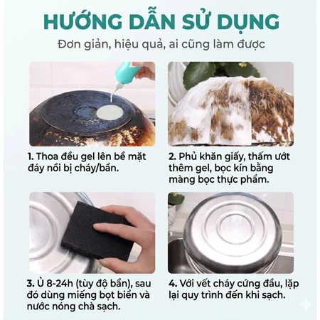 Gel Tẩy Đáy Nồi Dầu Mỡ Đa Năng 150ml – Đánh Bay Vết Cháy Khét Cứng Đầu