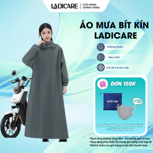 Áo mưa bít LADICARE kiểu kín toàn thân vải da cá chống thấm cao cấp phù hợp cho cả nam nữ đi xe máy