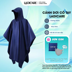 Áo mưa LADICARE vải da cá chống thấm - thiết kế cánh dơi có tay, che toàn thân, thoải mái đi mưa