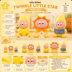 Gấu Bông Twinkle Little Star Ngôi Sao Cao Cấp – Mặt Trời Đeo Bỉm, Ôm Ngôi Sao May Mắn, Đọc Sách Siêu Dễ Thương