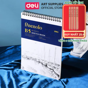 Sổ Vẽ Phác Thảo Chuyên Nghiệp 100/160gsm 80 Trang Cao Cấp Finenolo Deli - Sketchbook Sổ Vẽ Chì Gáy Xoắn