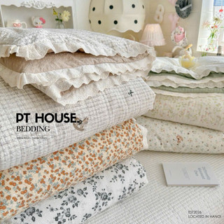 Bộ Chăn, Ga, Gối, Đũi Hoa Nhí Vintage 4 Món Chăn Chần Hè Mỏng Nhẹ, Thoáng Mát Dễ Thương Phong Cách Bedding Hàn Quốc
