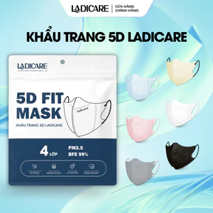 Khẩu trang 5D LADICARE [SET 50Cái] kháng khuẩn 4 lớp cao cấp lọc bụi mịn hiệu quả