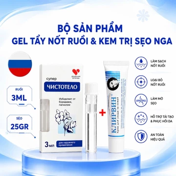 COMBO Kem sẹo Klirvin Nga, Tẩy nốt ruồi Nga, Kem mờ sẹo thâm, mờ sẹo lồi lõm,rạn da