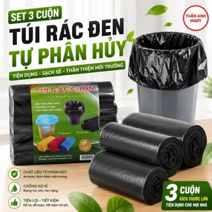Combo 2 gói Set 3 cuộn túi rác đen tự phân hủy (6 cuộn)