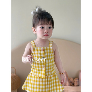 SET CARO VÀNG (áo + chân váy có chip)