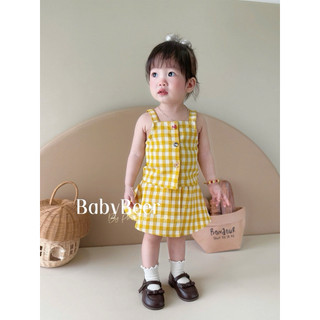 SET CARO VÀNG (áo + chân váy có chip)