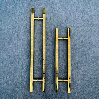 Tay Nắm Cửa Vuông Vàng Chữ Vạn Inox Cao Cấp Sus 304 Mạ Vàng  Pvd - Tay Nắm Cửa Thủy Lực Kính Cường Lực