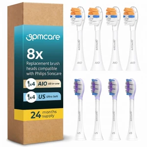 Combo 8 Đầu Bàn Chải 9pmcare Tương Thích Philips Sonicare (4 AIO Sạch Sâu & 4 US Siêu Mềm)