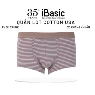 Quần lót nam iBasic phom trunk cotton USA kháng khuẩn kẻ sọc PANM138