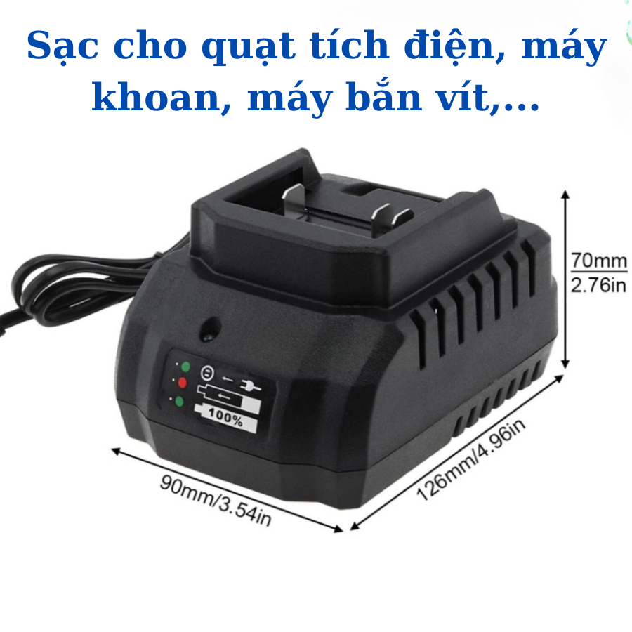 Cốc Sạc Nhanh 21V - 2A Dành Cho P.I.N Quạt Tích Điện, Máy Khoan, Máy Bắn Vít,... An Toàn Tiện Lợi