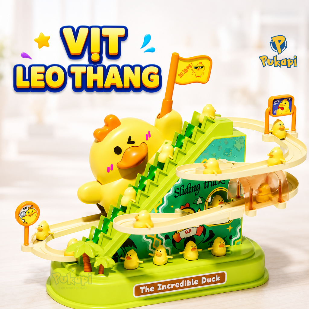 Bộ Đồ Chơi Vịt Leo Thang Có 2 Đường Hầm Vịt Leo Cầu Thang Có Đèn Nhạc Phiên Bản Nâng Cấp  - Đồ Chơi Cho Bé PUKAPI