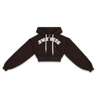 ÁO SWE ETIE CROPPED ZIP HOODIE - BROWN