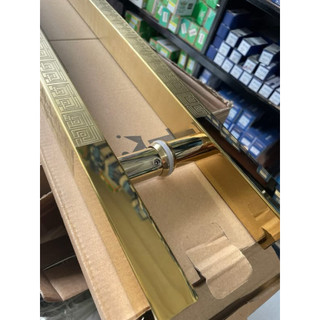 Tay Nắm Cửa Vuông Vàng Chữ Vạn Inox Cao Cấp - Tay Nắm Cửa Thủy Lực Kính Cường Lực