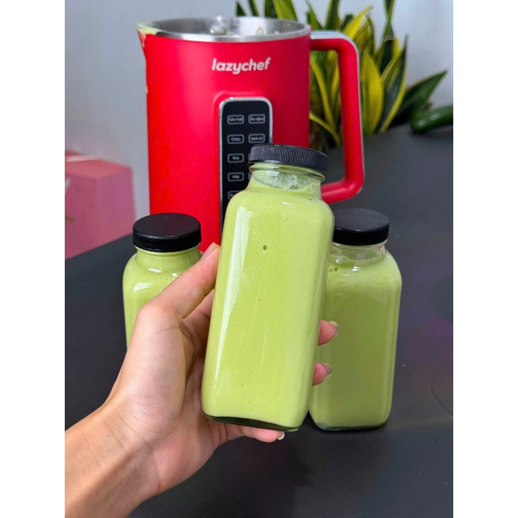 [Combo 3 - 6] Chai Thủy Tinh 350ml Vuông Đựng Nước Ép Sữa Hạt  Nắp Nhựa Đen Kín Khí Chống Ẩm, An Toàn Cho Sức Khoẻ