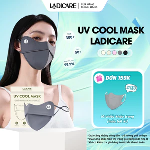 Khẩu trang UV LADICARE UPF50+ chống nắng, tia UV tới 99% vải lụa băng cao cấp, mềm mại, thoáng mát