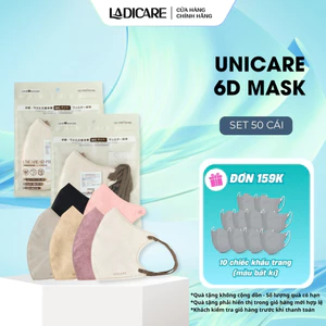 UNICARE Combo 50 cái khẩu trang 6D Unicare Pro Mask 3 Lớp Kháng Khuẩn chính hãng 6 màu thời trang