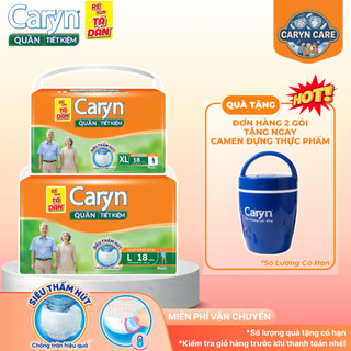 (MUA 2 TẶNG CAMEN) Tã quần người lớn Caryn tiết kiệm M18/ L18/ XL18 miếng, tã quần người già ngày và đêm