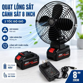 Quạt Tích Điện Pin 10 Cell Dùng Liên Tục 3-6H, Quạt Để Bàn 2 Cấp Độ Gió Siêu Mát