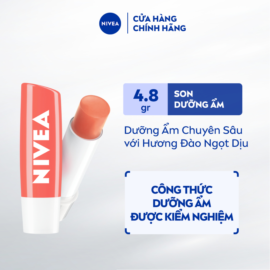 Son Dưỡng NIVEA Peach Shine Sắc Cam Hương Đào 4.8g / Son Dưỡng Có Màu / Son Dưỡng Hồng Môi - 85031