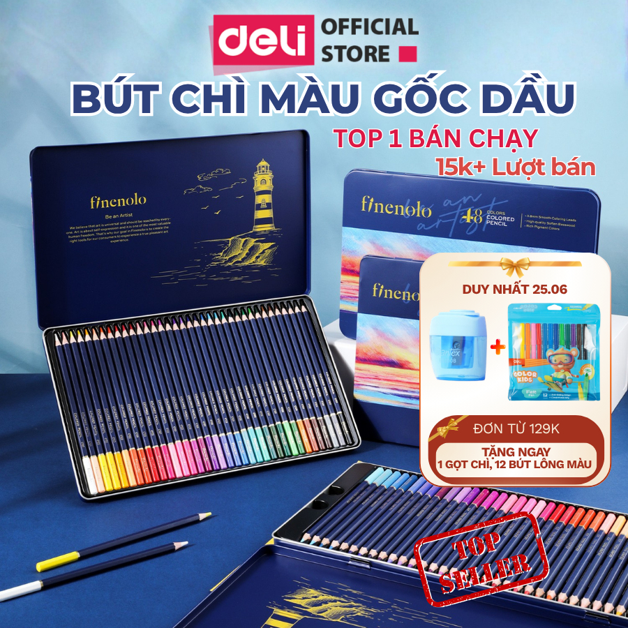 [🔥TRỢ GIÁ] Bút Chì Màu Gốc Dầu DELI Màu Chì Gốc Dầu Vẽ Chuyên Nghiệp Lượng Dầu Cao Lõi 4mm Tô Mịn Thân gỗ Basswood