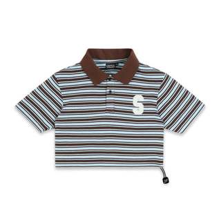 ÁO SWE STRIPE CROP POLO - BLUE