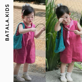 Yếm kaki cho bé trai bé gái Batala Kids,  YẾM KAKI HỒNG ĐẬM CÚC NẸP phong cách Hàn Quốc cho bé từ 9- 25kg