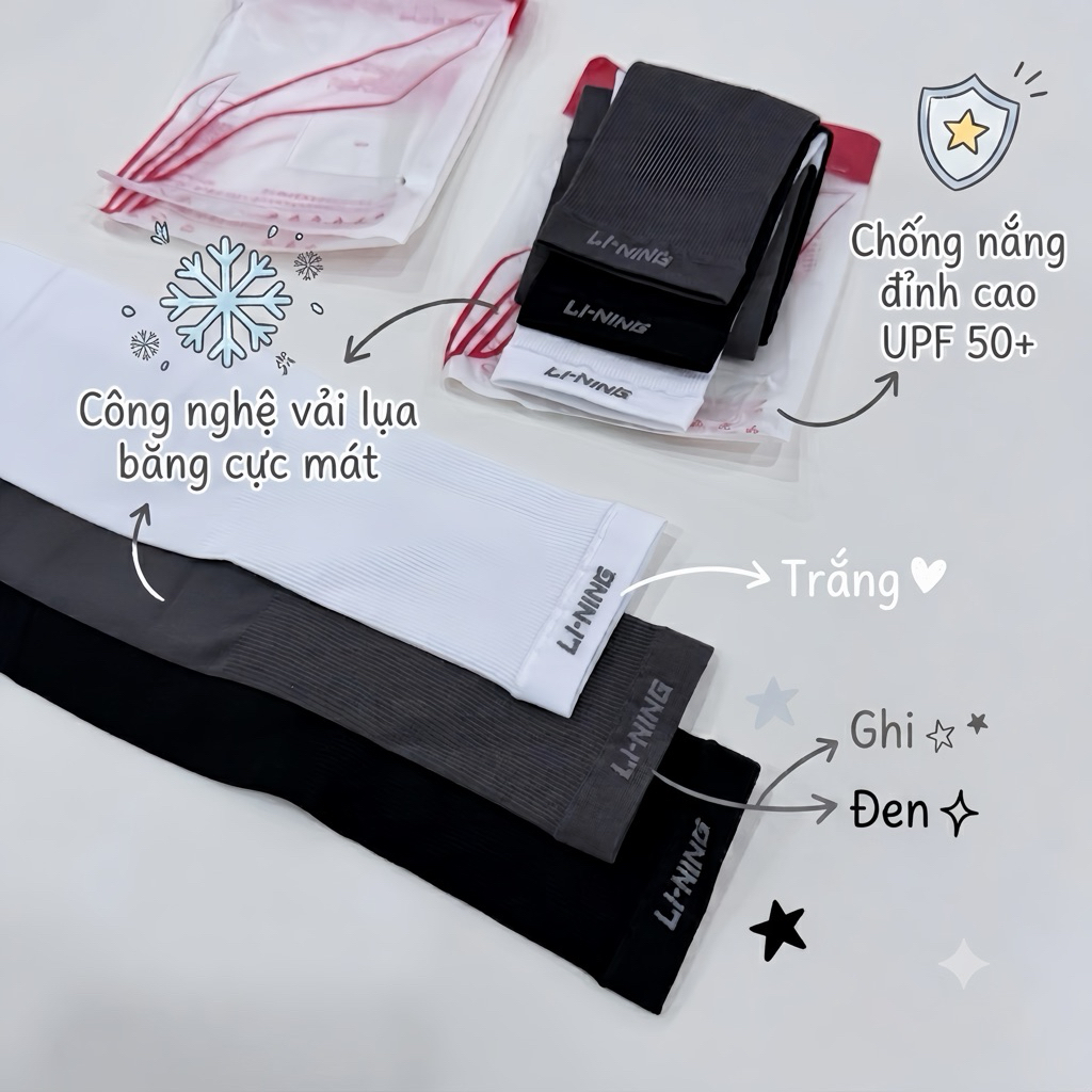 [Hoả Tốc] Ống tay chống nắng, ống tay thể thao đa năng chất băng lạnh hãng LN 3 màu sắc cho Nam nữ