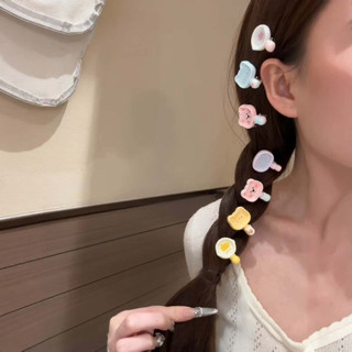 Bộ kẹp tóc gấu kem 6 cái + kẹp cá bơi Y2K | Phụ kiện tóc mái cute Hàn Quốc