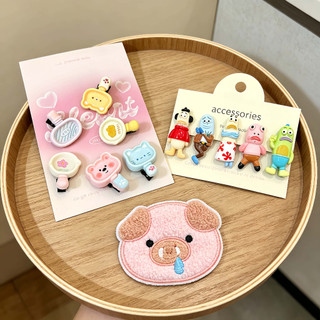 Bộ kẹp tóc gấu kem 6 cái + kẹp cá bơi Y2K | Phụ kiện tóc mái cute Hàn Quốc