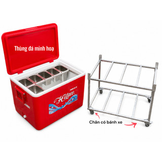 Khung Kệ đế di chuyển , Chân tháo lắp gấp gọn cho thùng đá 60L Nhựa ABS - bánh xe chịu lực 150kg .