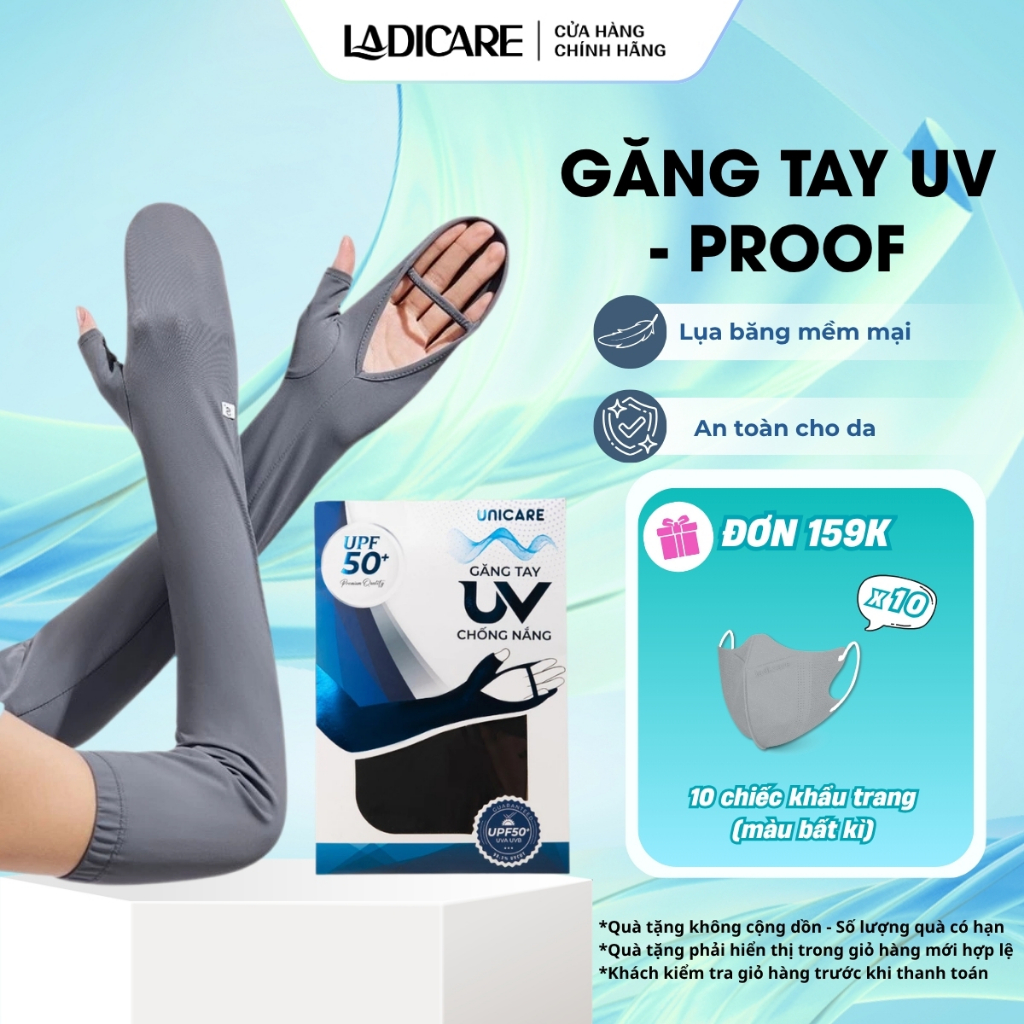 Găng Tay Chống Nắng UNICARE, Dài Tay Lụa Lạnh Mềm Mại, Che Phủ Toàn Tay, Nam Nữ, Chống Tia UV Siêu Hiệu Quả
