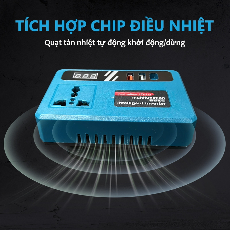 Đế chuyển đổi nguồn 18V-21V lên điện 220V sử dụng được quat. Chân phổ thông M21, Siêu Hot 2026