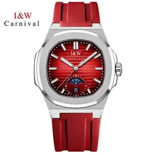 Đồng Hồ Nam Chính Hãng I&W Carnival 735G1-S8 Dây Cao Su Chống Nước Kính Sapphire (Máy Cơ Tự Động)