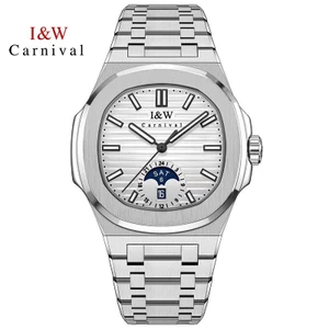Đồng Hồ Nam Chính Hãng I&W Carnival 735G1-T1 Full Box Chống Nước Kính Sapphire (Máy Cơ Tự Động)