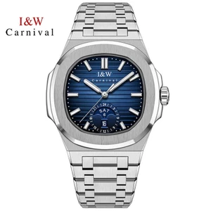 Đồng Hồ Nam Chính Hãng I&W Carnival 735G1-T2 Full Box Chống Nước Kính Sapphire (Máy Cơ Tự Động)